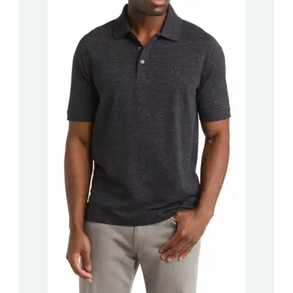 Nordstrom Polo Shirt Men's Size Large Gray Short Sleeve Collared Cotton Blend